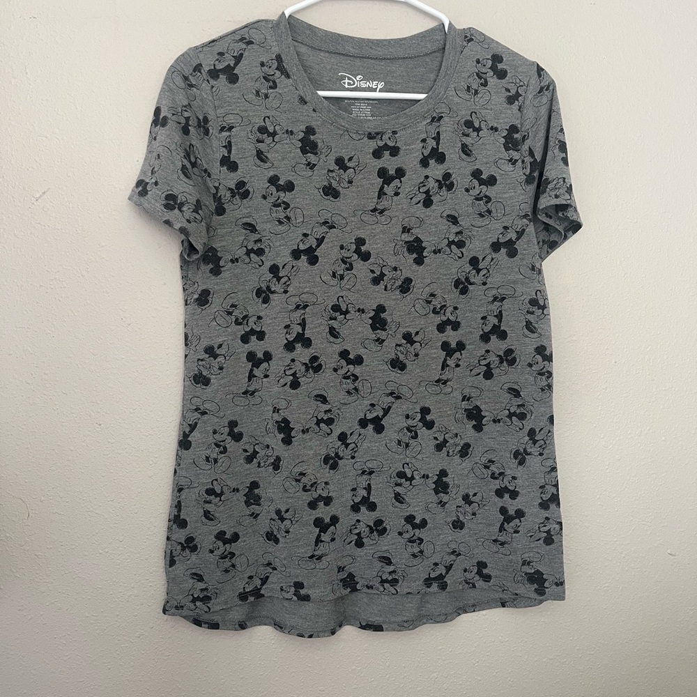 Disney Black and Gray Mickey Mouse Women's Tee